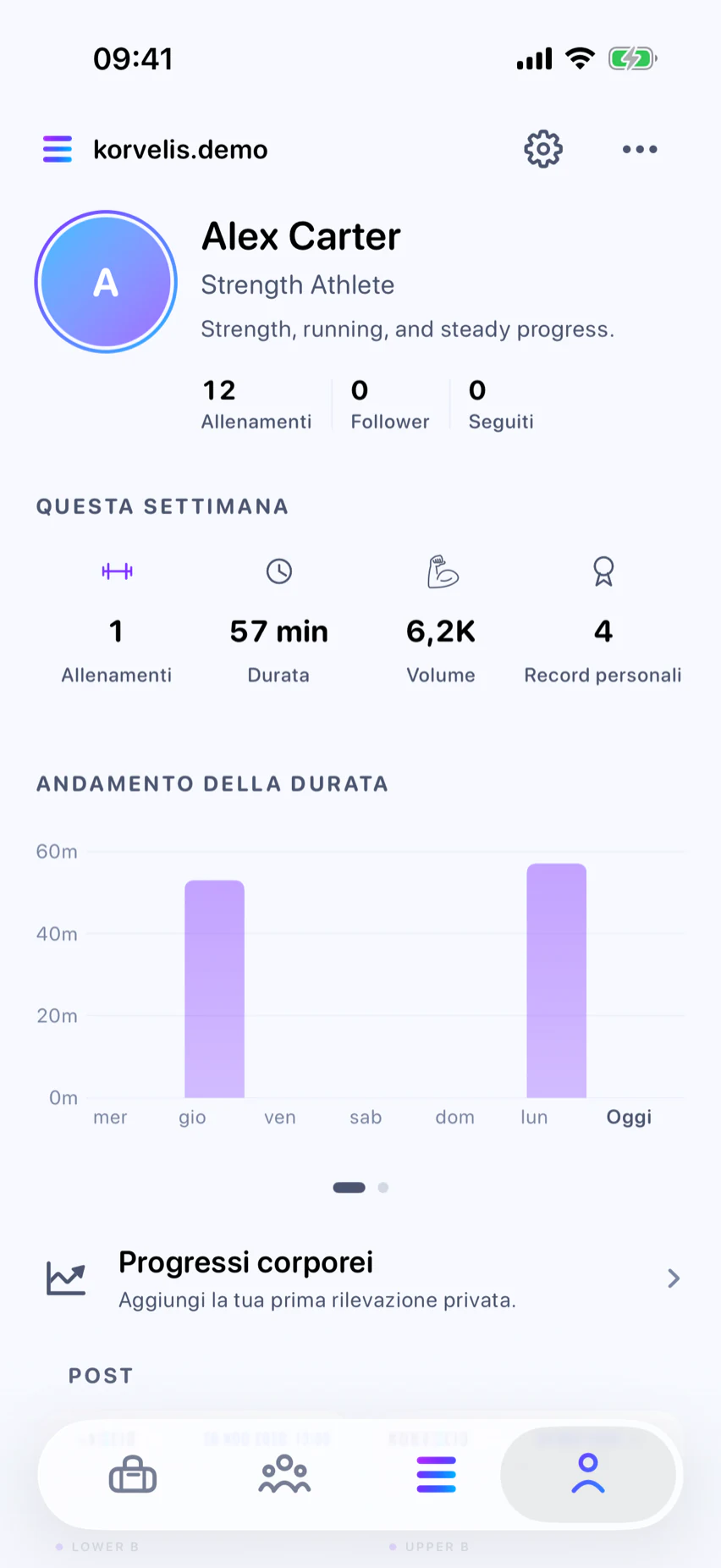 Profilo: La tua identità sportiva completa.