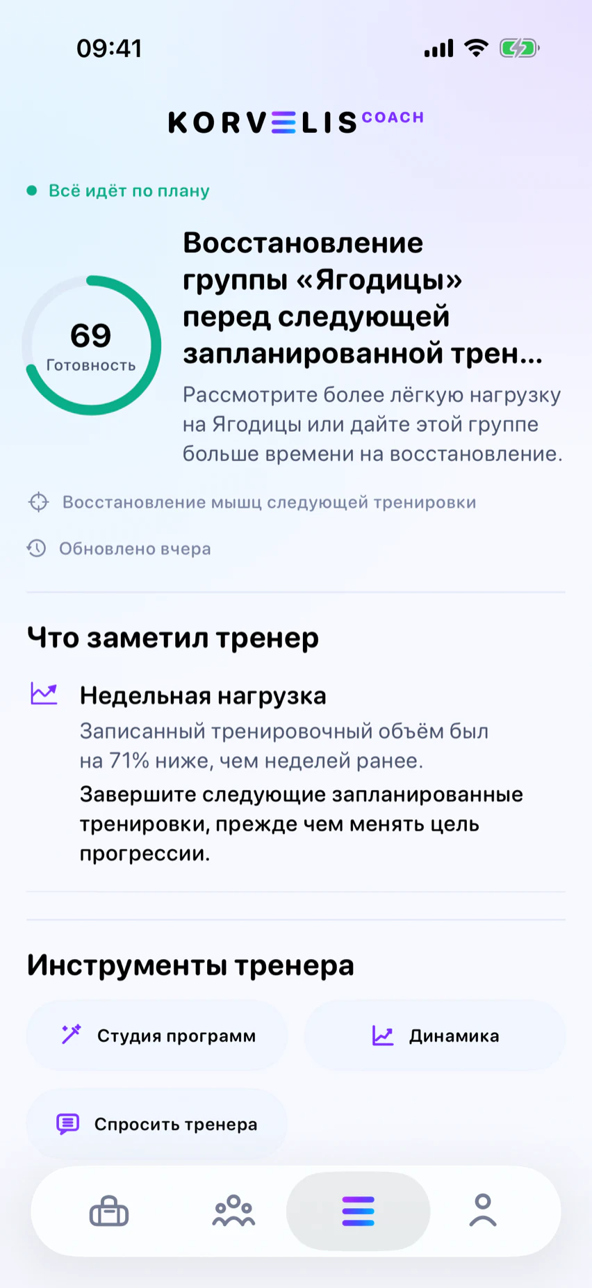 Тренер: Сначала данные, затем совет.