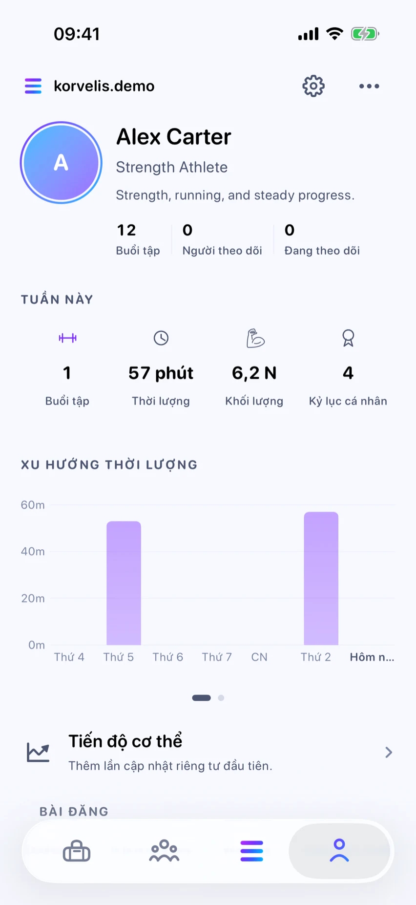 Hồ sơ: Toàn bộ bản sắc tập luyện của bạn.